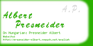 albert presneider business card